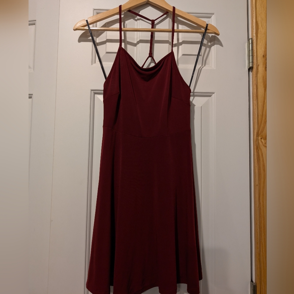 Forever 21 - Red Strappy Dress with T shaped back strap - Small (S)
